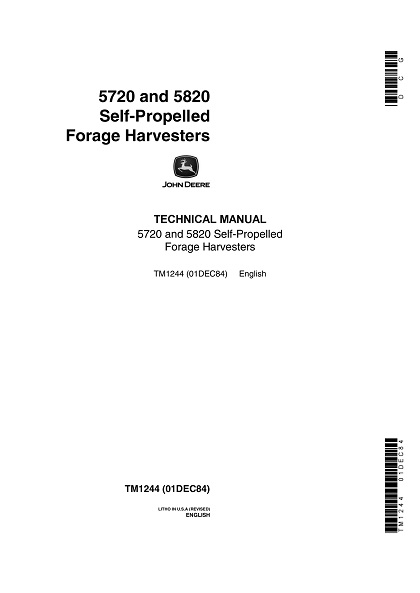 John Deere 5720, 5820 Self-Propelled Forage Harvesters Technical Manual