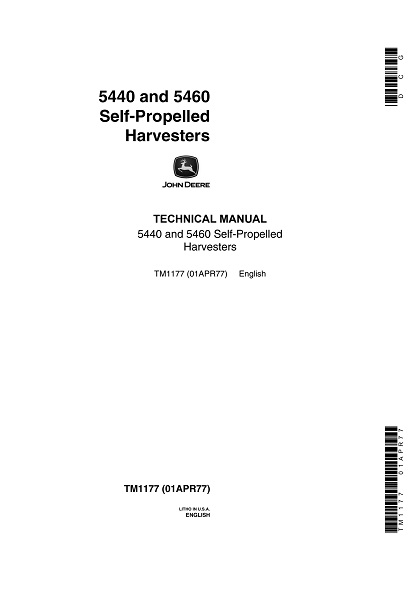 John Deere 5440, 5460 Self - Propelled Harvesters Technical Manual