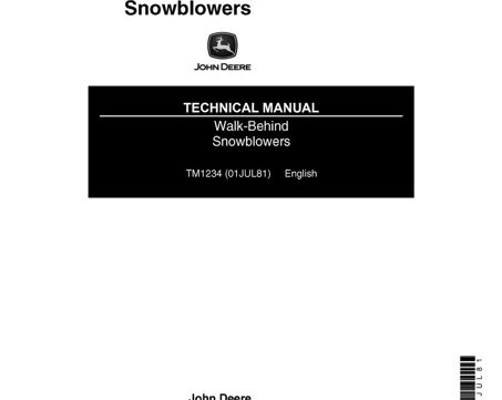 John Deere Walk-Behind Snowblowers Technical Manual