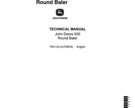 John Deere 500 Round Baler Technical Manual