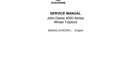 John Deere 4000 Series Wheel Tractors Service Manual