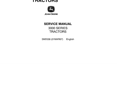 John Deere 3000 Series Tractors Service Manual SM2038